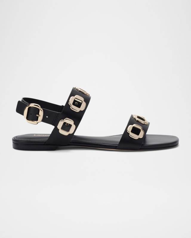 Milan Leather Flat Slingback Sandals